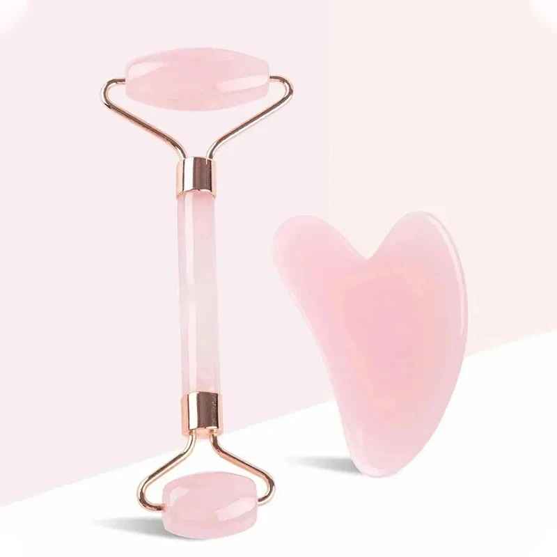 Face And Neck Massager ABS Roller Beauty Scraping Double-ended Massage Stick To Unblock And Relax Non-rose Crystal Jade