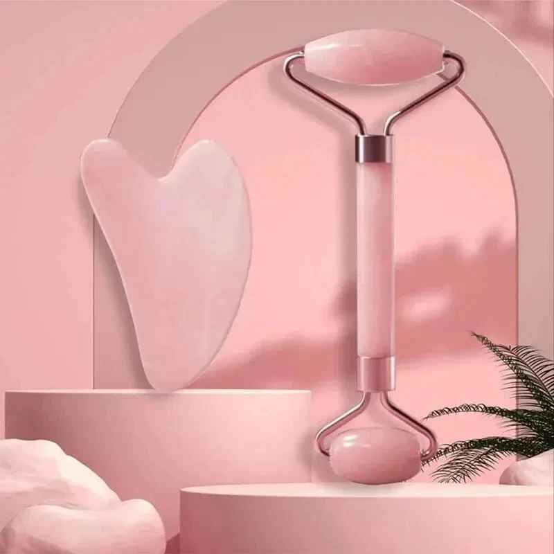 Face And Neck Massager ABS Roller Beauty Scraping Double-ended Massage Stick To Unblock And Relax Non-rose Crystal Jade